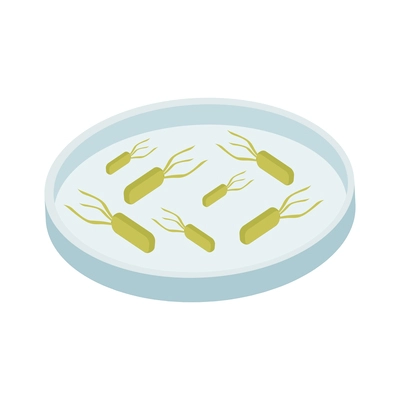 Probiotics isometric icon with probiotic bacteria on microscope glass vector illustration