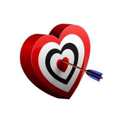 Color heart shaped target with dart realistic vector illustration