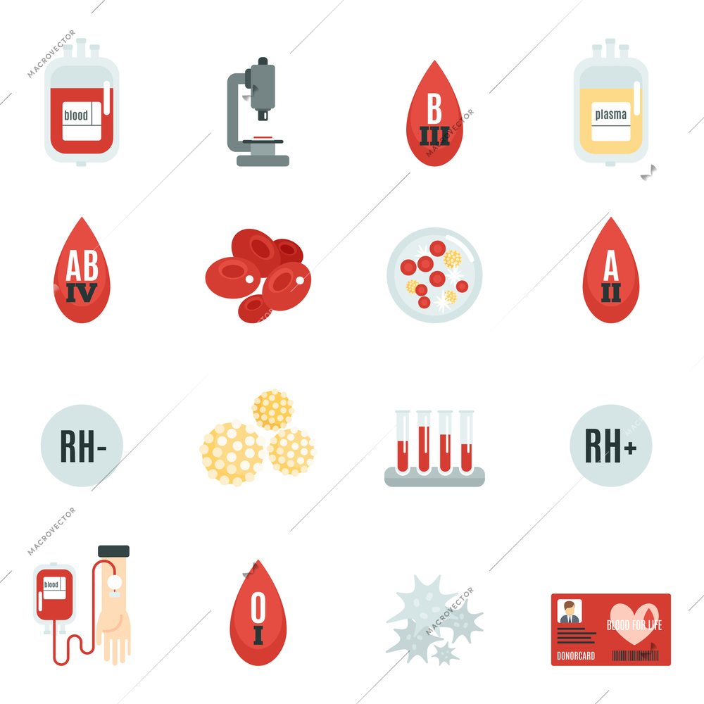 Blood donor banking and transfusion icons flat set isolated vector illustration