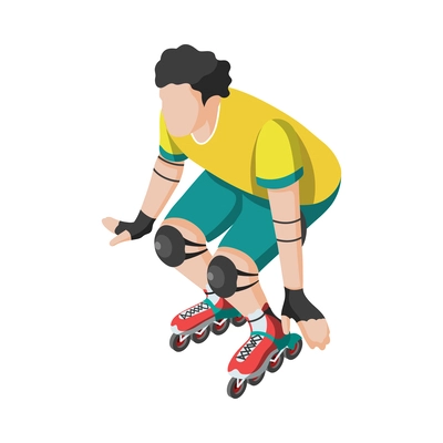 Isometric roller wearing protective gear vector illustration