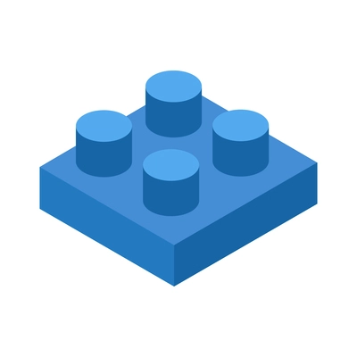 Isometric blue square toy constructor piece 3d vector illustration