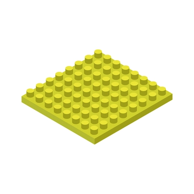 Children toy constructor green square piece building block isometric vector illustration