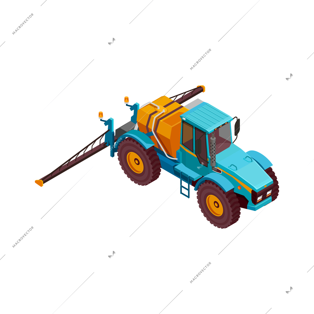 Isometric agricultural water sprayer isolated 3d vector illustration