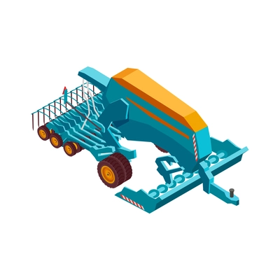 Agricultural tractor with plow isometric icon 3d vector illustration