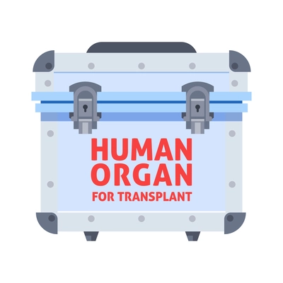 Flat container for human organ transplantation vector illustration