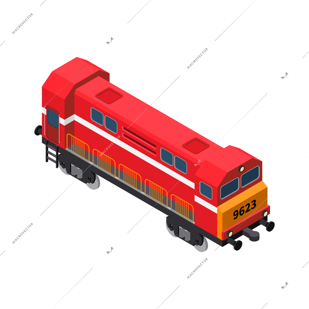 Isometric train wagon on white background 3d vector illustration
