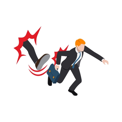 Accelerate business concept icon with businessman getting kick 3d vector illustration