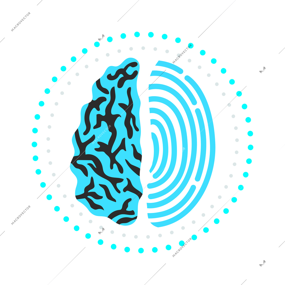 Identification technologiy fingerprint recognition symbol flat vector illustration