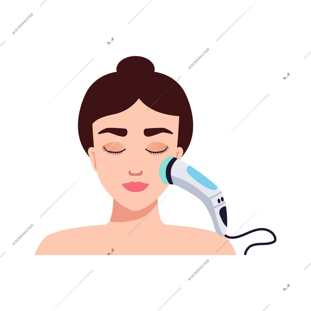 Thermage face lifting beauty procedure flat vector illustration