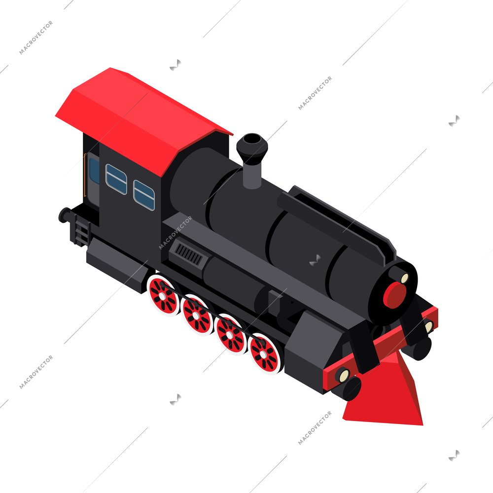 Isometric steam train wagon icon 3d vector illustration