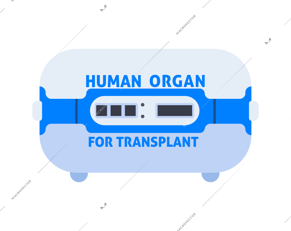 Container for human organ transplant isolated on white background flat vector illustration