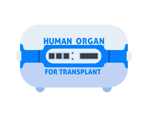 Container for human organ transplant isolated on white background flat vector illustration