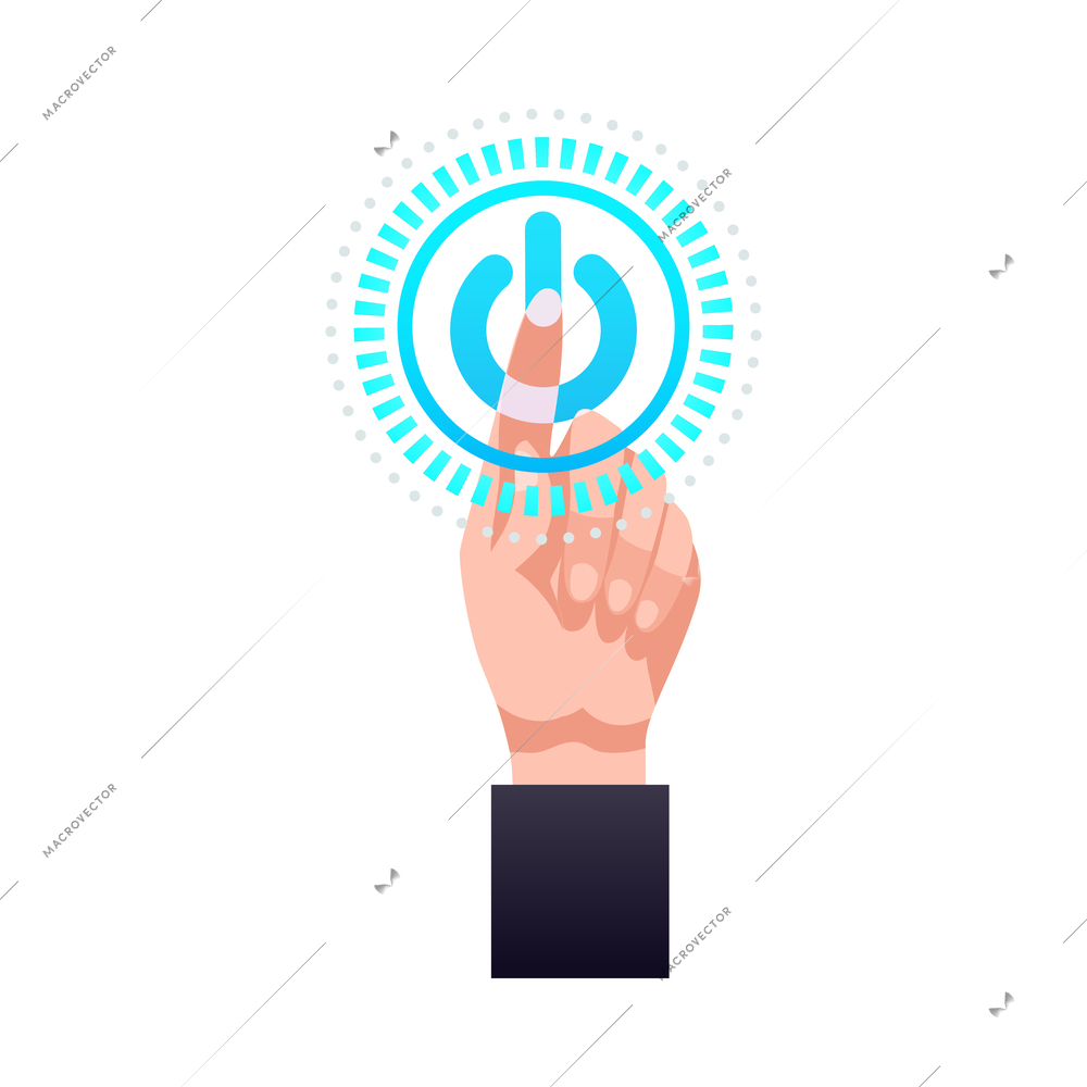 Identification technology touch screen fingerprint recognition flat vector illustration