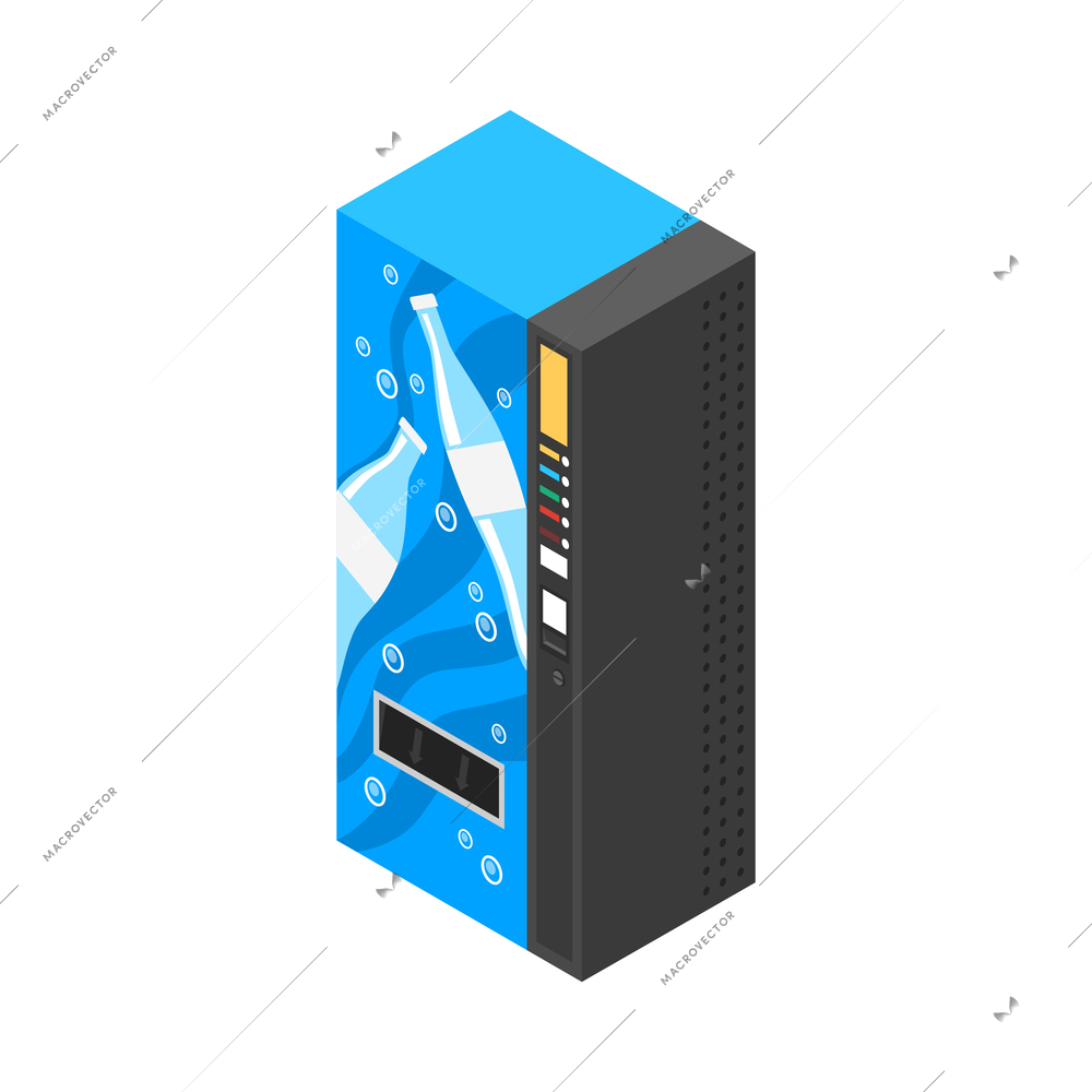 Isometric vending machine selling water isolated 3d vector illustration