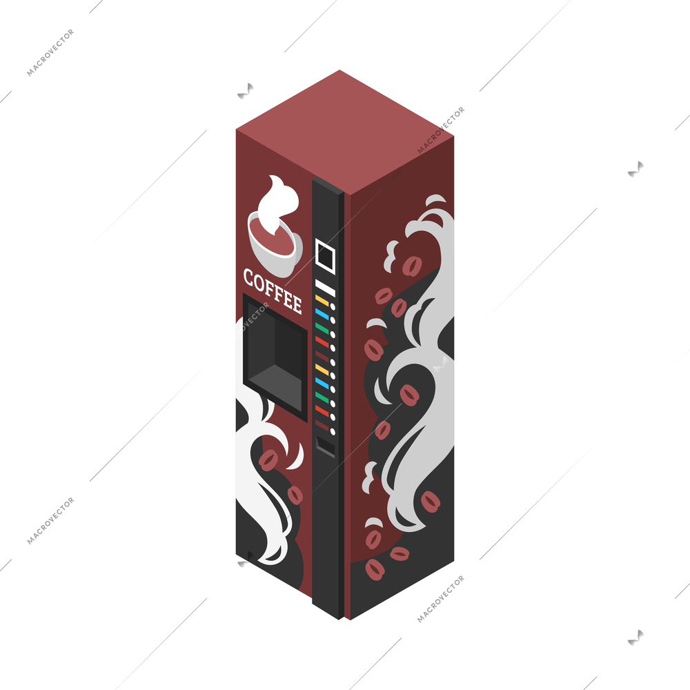 Automatic coffee vending machine isometric icon 3d vector illustration