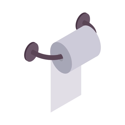 Toilet paper roll on holder isometric icon vector illustration