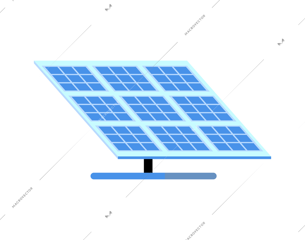 Flat solar panel isolated on white background vector illustration