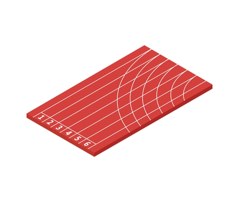 Isometric athletics track lanes on white background 3d vector illustration