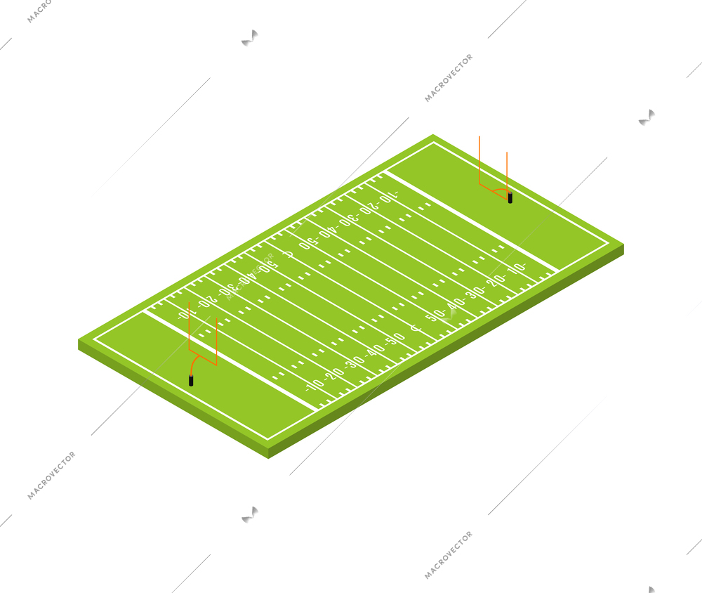 Empty green field for american football isometric vector illustration