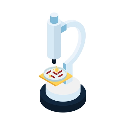 Probiotics isometric icon with bacteria being viewed through microscope 3d vector illustration