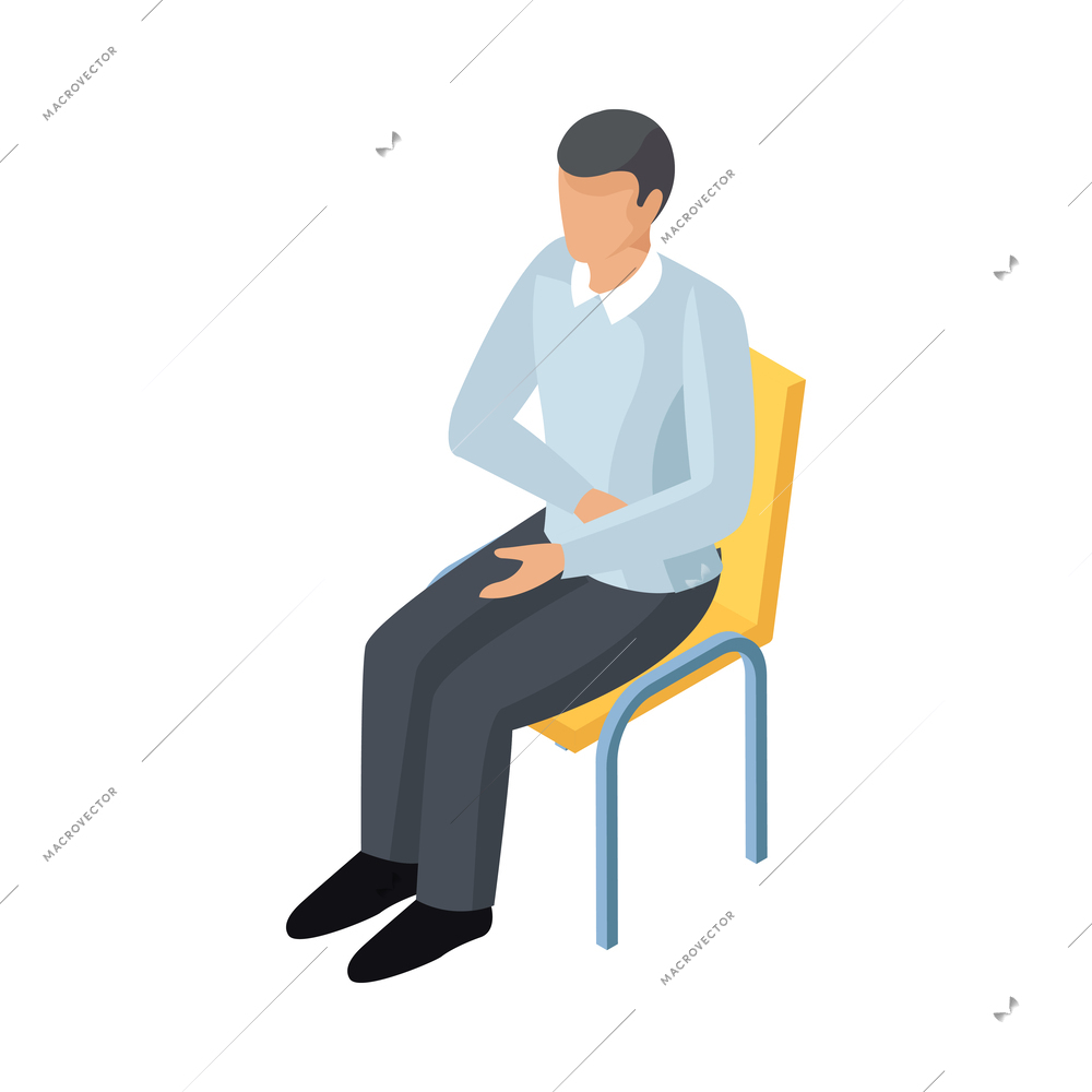 Man suffering from stomachache isometric icon vector illustration