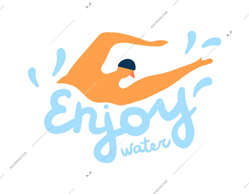 Summer sea activities enjoy water emblem in flat style vector illustration