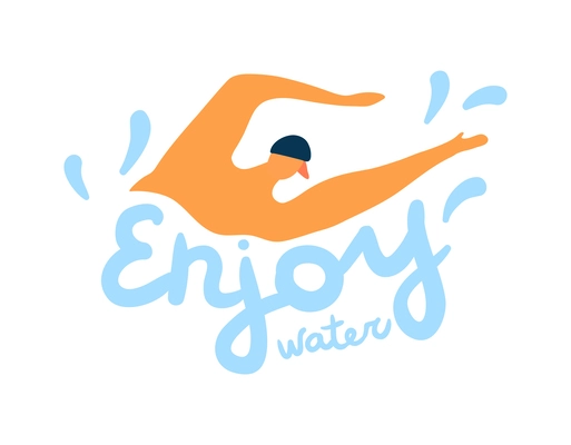 Summer sea activities enjoy water emblem in flat style vector illustration