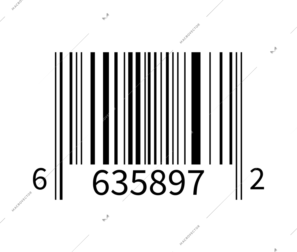 Barcode on white background realistic vector illustration