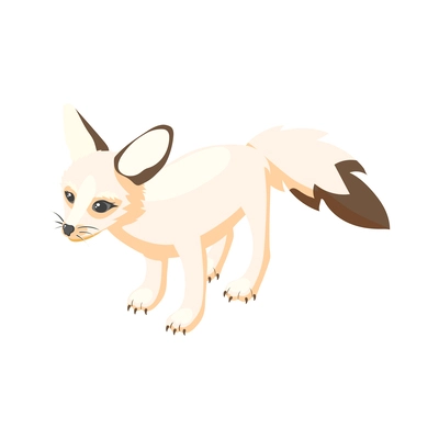 Isometric fennec fox on white background 3d vector illustration