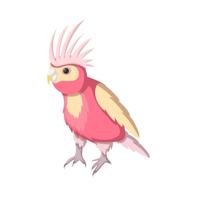 Cute pink and yellow parrot isometric vector illustration