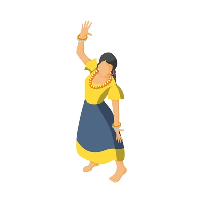 Isometric female gypsy dancer wearing traditional costume vector illustration