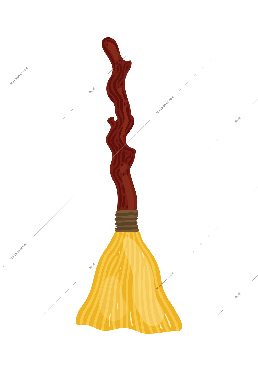 Fairy tale witch broom in flat style vector illustration