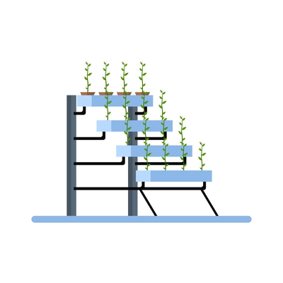 Smart farming flat icon with vegetable cultivation beds on rack vector illustration