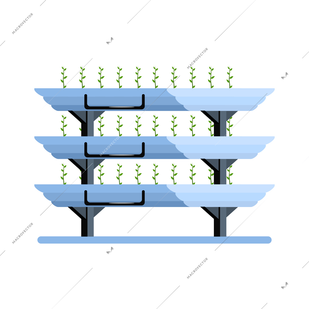 Smart farming flat icon with green sprouts on vegetable beds vector illustration