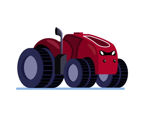 Automated smart farm vehicle on white background flat vector illustration