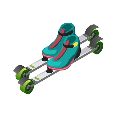 Pair of roller skis with boots isometric icon 3d vector illustration