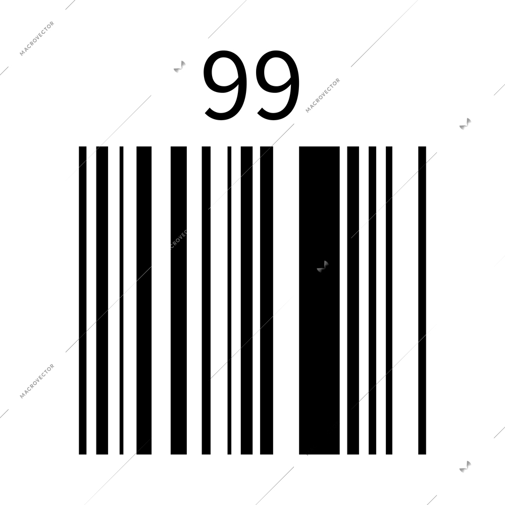 Universal product code barcode on white background realistic vector illustration