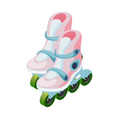 Pair of pink rollerskates isometric icon 3d vector illustration