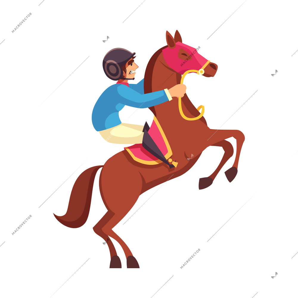 Equestrian sport composition with isolated cartoon style icons on blank background vector illustration