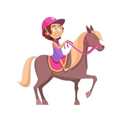 Equestrian sport composition with isolated cartoon style icons on blank background vector illustration