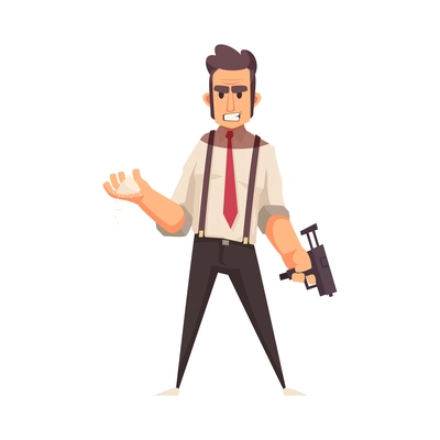 Criminal character composition with isolated cartoon style human character on blank background vector illustration
