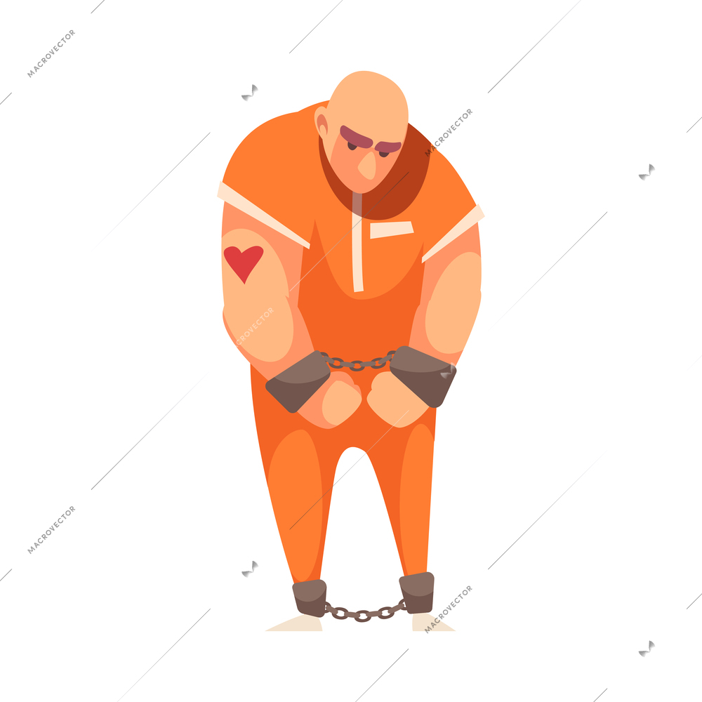 Criminal character composition with isolated cartoon style human character on blank background vector illustration