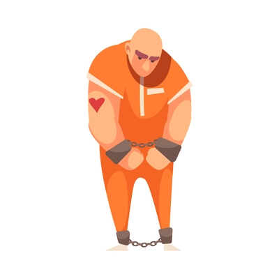 Criminal character composition with isolated cartoon style human character on blank background vector illustration