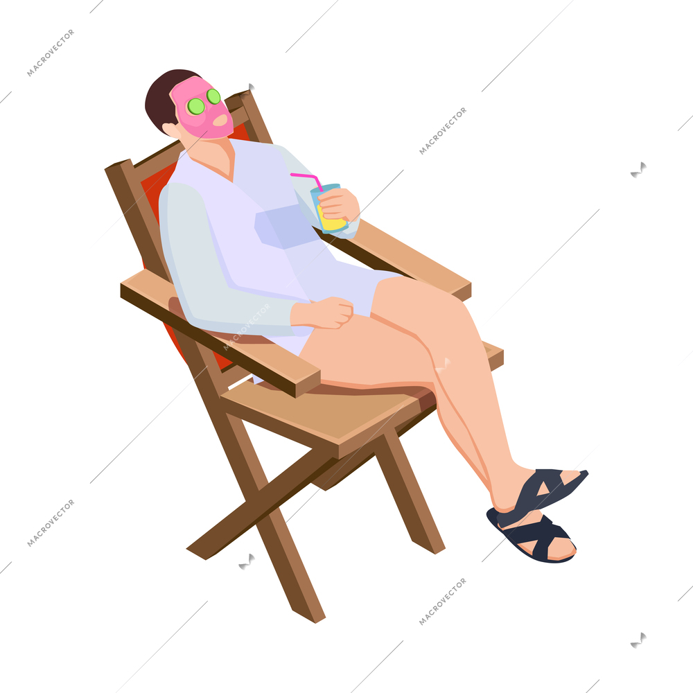 Spa beauty salon isometric composition with faceless human character on blank background vector illustration