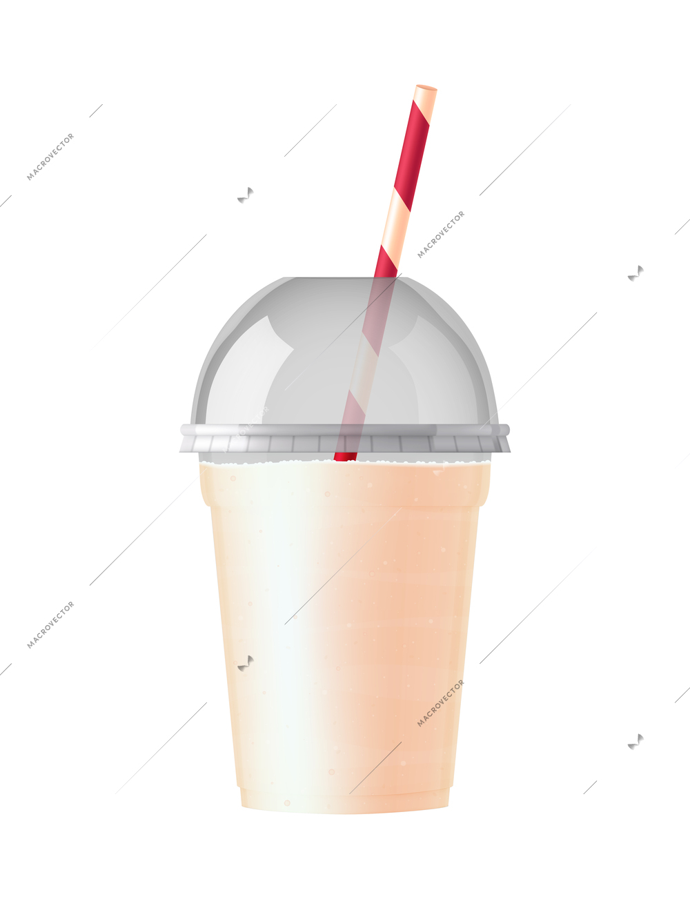 Takeout fastfood package realistic composition with isolated front view of takeaway disposable with cocktail vector illustration