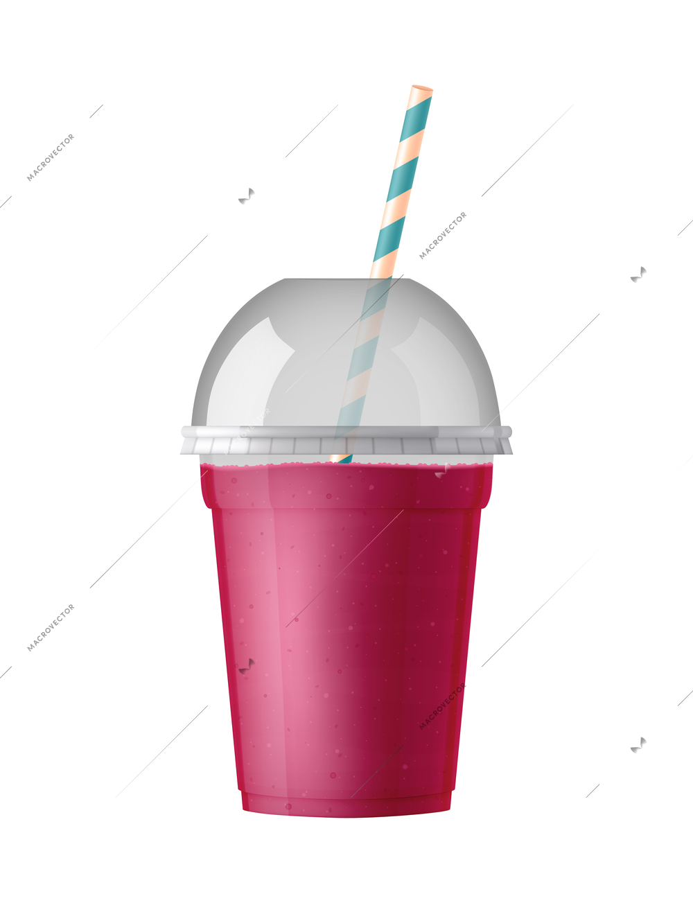 Takeout fastfood package realistic composition with isolated front view of takeaway disposable with cocktail vector illustration