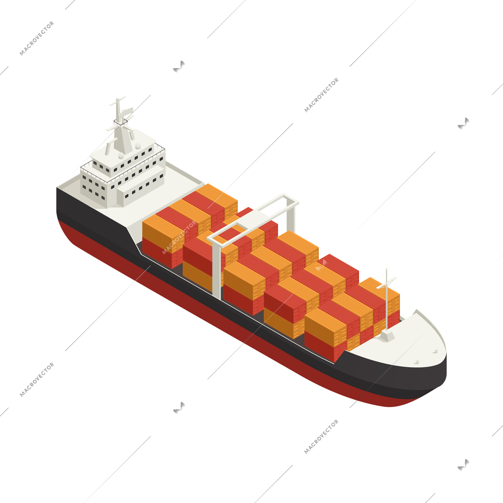 Cargo transportation logistic isometric composition with isolated delivery vehicle icon on blank background vector illustration