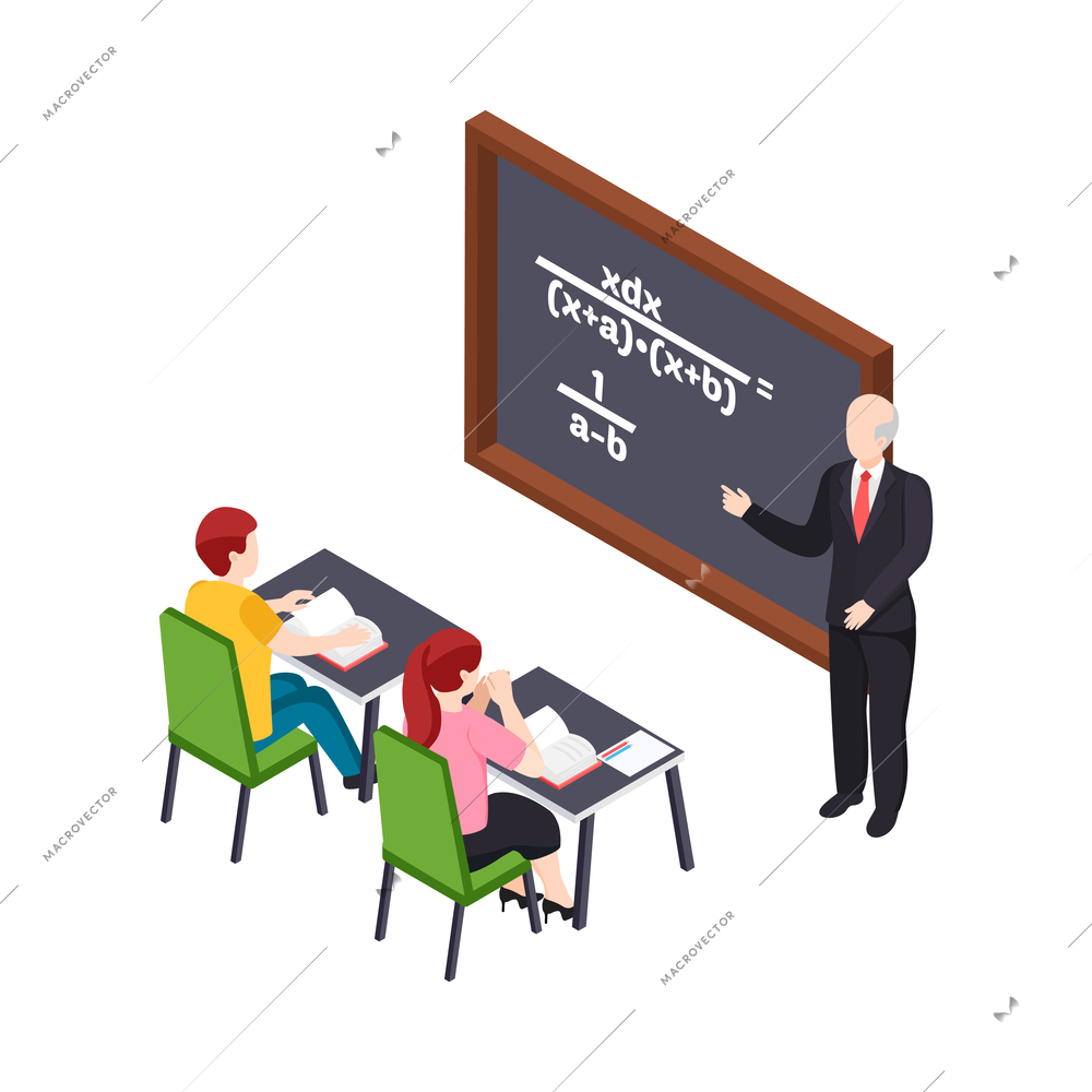 University people isometric composition with human characters and education icons on blank background vector illustration