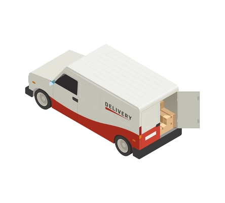 Cargo transportation logistic isometric composition with isolated delivery vehicle icon on blank background vector illustration