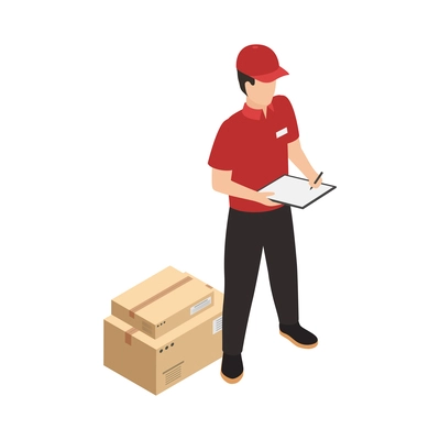 Cargo transportation logistic isometric composition with isolated delivery icon on blank background vector illustration